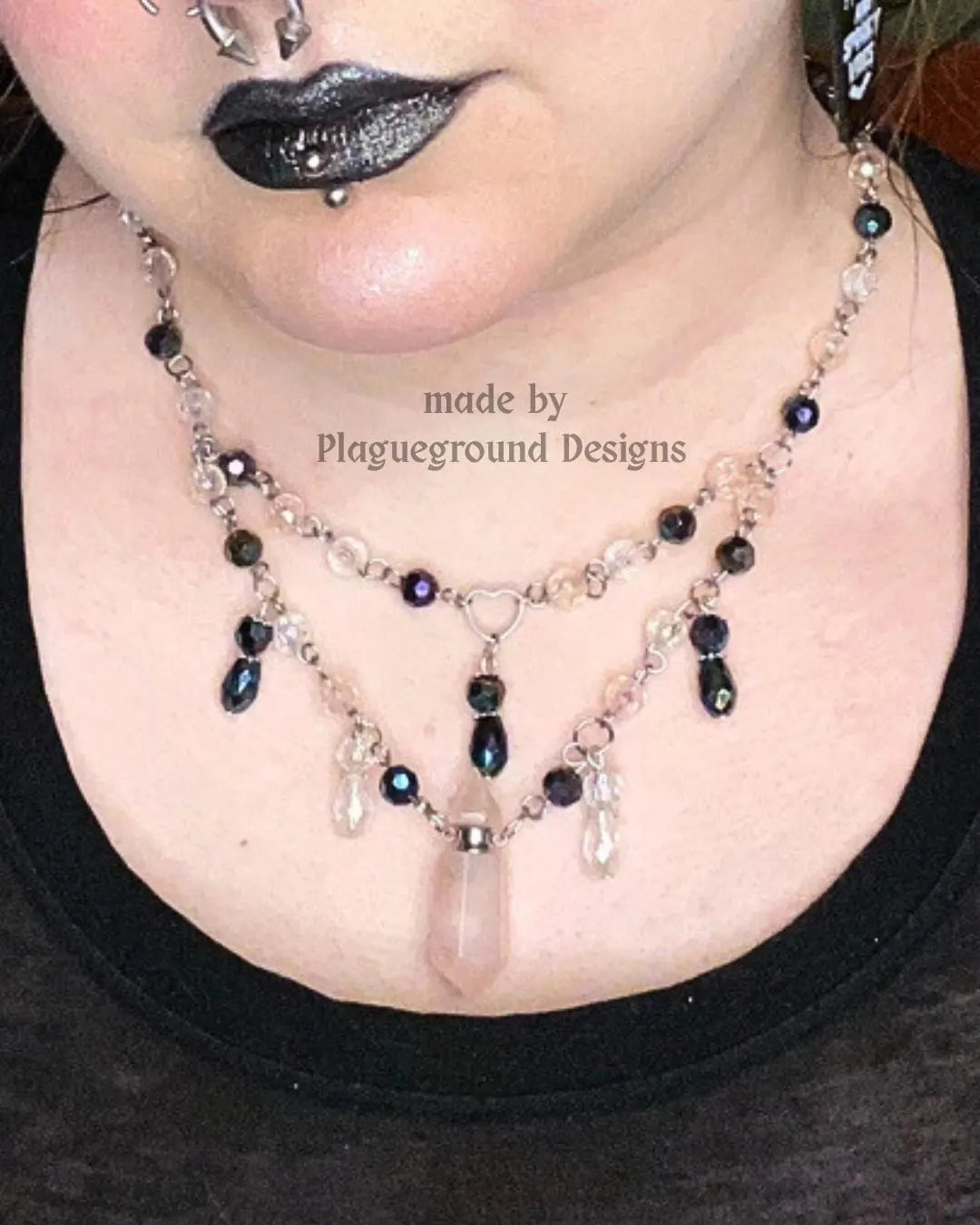 Rose Quartz Vial Layered Necklace (One of a Kind)