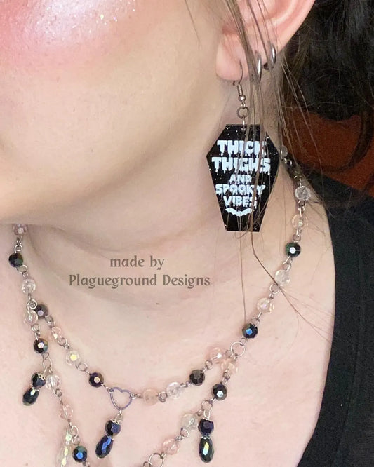 Coffin "Thick Thighs & Spooky Vibes" Earrings