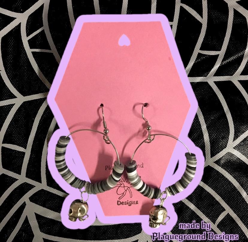 Beaded Hoop Earrings with Skulls